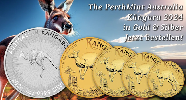 PerthMint Känguru 2024 in Gold & Silber
