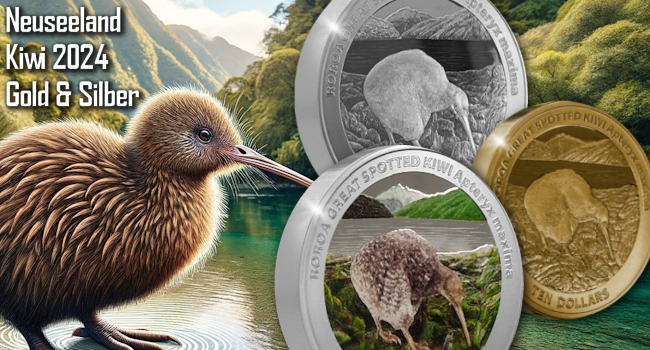 Neuseeland Kiwi Münze 2024 in Gold und Silber