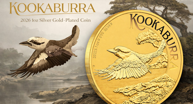2026 Kookaburra 1 oz Silber Gold-Plated – Perth Mint Neuheit