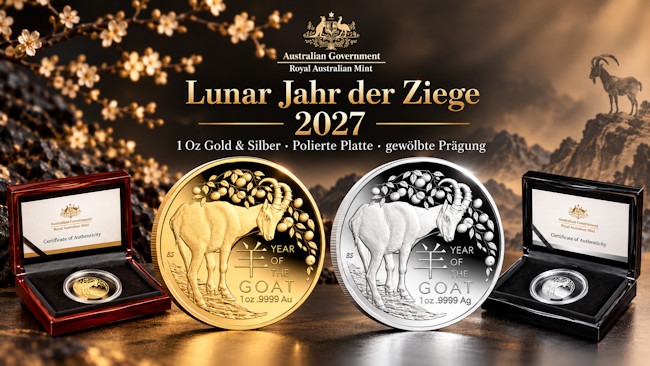 Royal Australian Mint: Lunar Ziege in Gold & Silber