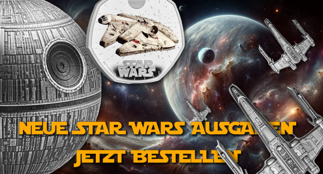 Star Wars Sammlermünzen: X-Wing, Todesstern, Falcon