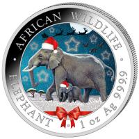 Somalia - African Wildlife Elefant 2022 - 1 Oz Silber Schneekugel