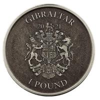 Gibraltar - 1 GBP Lady Justice 2021 - 1 Oz Silber Antik Finish