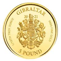Gibraltar - 5 GBP Lady Justice 2021 - 1/10 Oz Gold