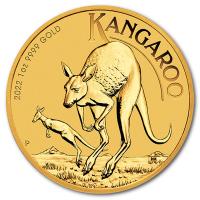 Australien 100 AUD Känguru 2022 1 Oz Gold Rückseite