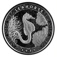 Samoa - 2 Tala Seepferdchen Seahorse 2021 - 1 Oz Silber