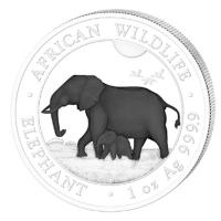 Somalia African Wildlife Elefant Black and White Set 2022 2*1 Oz Silber Rückseite