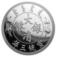 China - (4.) Long Whiskered Dragon Dollar Four Restrike - 1 KG Silber