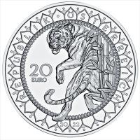 Österreich - 20 EURO Kontinente (3.) Asien Stärke des Tigers 2022 - Silber PP
