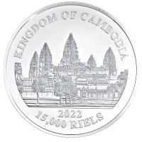 Kambodscha - 15000 KHR Tiger (1.) IndoChinesischer Tiger 2022 - 5 Oz Silber