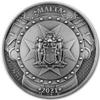 Malta - 10 EURO Knight of the Past 2021 - 2 Oz Silber Antik Finish HR