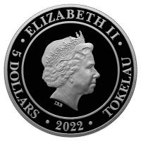 Tokelau 5 NZD Göttin Europa / Goddess Europa 2022 1 Oz Silber Rückseite