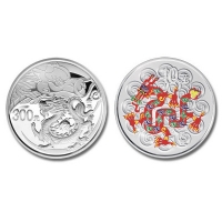 China - 20 Yuan Lunar Drache 2012 Set - 2 * 1 Oz Silber PP+Color