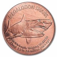 USA - Megalodon Shark / Urzeithai - 1 Oz Kupfer
