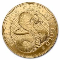 St. Helena - 100 Pfund Cash Indian Wildlife: Cobra / Kobra 2022 - 1 Oz Gold RAR