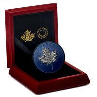 Kanada - 50 CAD Maple Leaves in Motion 2022 - 5 Oz Silber Blue Rhodium