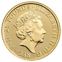 Großbritannien - 25 GBP Tudor Beasts (1.) Lion of England 2022 - 1/4 Oz Gold