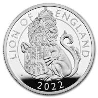 Grobritannien - 5 GBP Tudor Beasts (2.) Lion of England 2022 - 2 Oz Silber PP