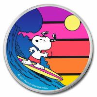 USA - 70 J. Peanuts Sunset Surfing Snoopy COLOR 2021 - 1 Oz Silber Color