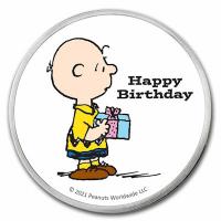 USA - 70 J. Peanuts Charlie Brown Happy Birthday COLOR 2021 - 1 Oz Silber Color