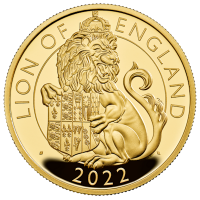 Grobritannien - 100 GBP Tudor Beasts (2.) Lion of England 2022 - 1 Oz Gold PP