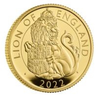 Grobritannien - 25 GBP Tudor Beasts (2.) Lion of England 2022 - 1/4 Oz Gold PP