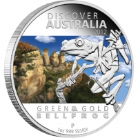 Australien - 1 AUD Discover Australia 2012 Bell Frog - 1 Oz Silber