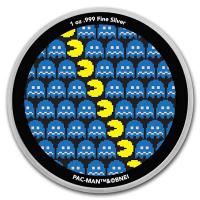 Silver Round - Pac Man(TM) Pixel Pattern - 1 Oz Silber COLOR