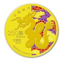 Macau - Lunar Drache 2012 - 1/4 Oz Gold PP
