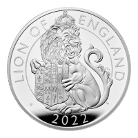 Grobritannien - 10 GBP Tudor Beasts (2.) Lion of England 2022 - 5 Oz Silber PP