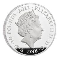 Grobritannien - 10 GBP Tudor Beasts (2.) Lion of England 2022 - 5 Oz Silber PP