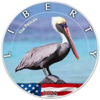 USA 1 USD Silver Eagle American Wildlife (3.) Pelikan 1 Oz Silber Color