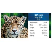USA - 1 USD Silver Eagle American Wildlife (4.) Jaguar - 1 Oz Silber Color