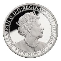 St. Helena - 2 Pfund Queen Elizabeth II Platinum Jubilee 2022 - 2 Oz Silber PP