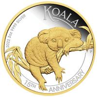 Australien - 3 AUD 15 Jahre Koala 2022 - 3 Oz Silber Gilded