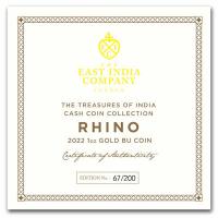 St. Helena - 100 Pfund Cash Indian Wildlife (5.) Rhino 2022 - 1 Oz Gold RAR