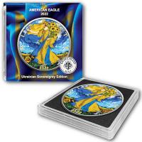USA - 1 USD TYPE 2 Silver Eagle Edition Ukraine Unabhängigkeit 2022 - 1 Oz Silber Color