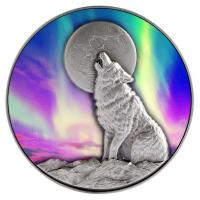 Tschad 10000 Francs Howling Wolf in Northern Lights 2022 2 Oz Silber