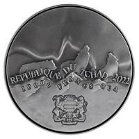 Tschad 10000 Francs Howling Wolf in Northern Lights 2022 2 Oz Silber Rckseite