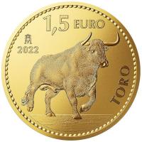 Spanien - 1,50 EURO Der Stier (The Bull) 2022 - 1 Oz Gold