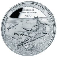 Kongo - 20 Francs Prähistorisches Leben (8.) Liopleurodon- 1 Oz Silber