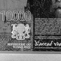 Tschad - 10000 Francs Vincent van Gogh: Cafe Terrace at Night 2022 - 2 Oz Silber AntikFinish