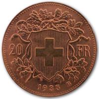 Schweiz - 20 Franken Vreneli 1935 - 5,81g Goldmnze