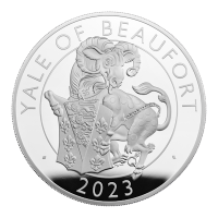 Grobritannien - 10 GBP Tudor Beasts (3.) Yale of Beaufort 2023 - 5 Oz Silber PP