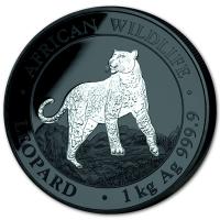 Somalia - African Wildlife Leopard BLACK 2022 - 1 KG Silber Black Premium Edition