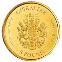 Gibraltar - 5 GBP Lady Justice 2022 - 1/10 Oz Gold