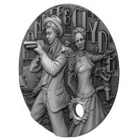 Niue - 5 NZD Gangsters (2.) Bonnie and Clyde - 2 Oz Silber HighRelief Gilded