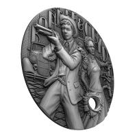 Niue - 5 NZD Gangsters (2.) Bonnie and Clyde - 2 Oz Silber HighRelief Gilded