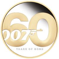 Tuvalu 2 TVD James Bond 007 / 60 Jahre Jubilum 2022 2 Oz Silber PP Gilded Rckseite
