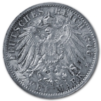 Deutsches Kaiserreich 2 Mark Wilhelm II Preussen 10g Silber Rückseite